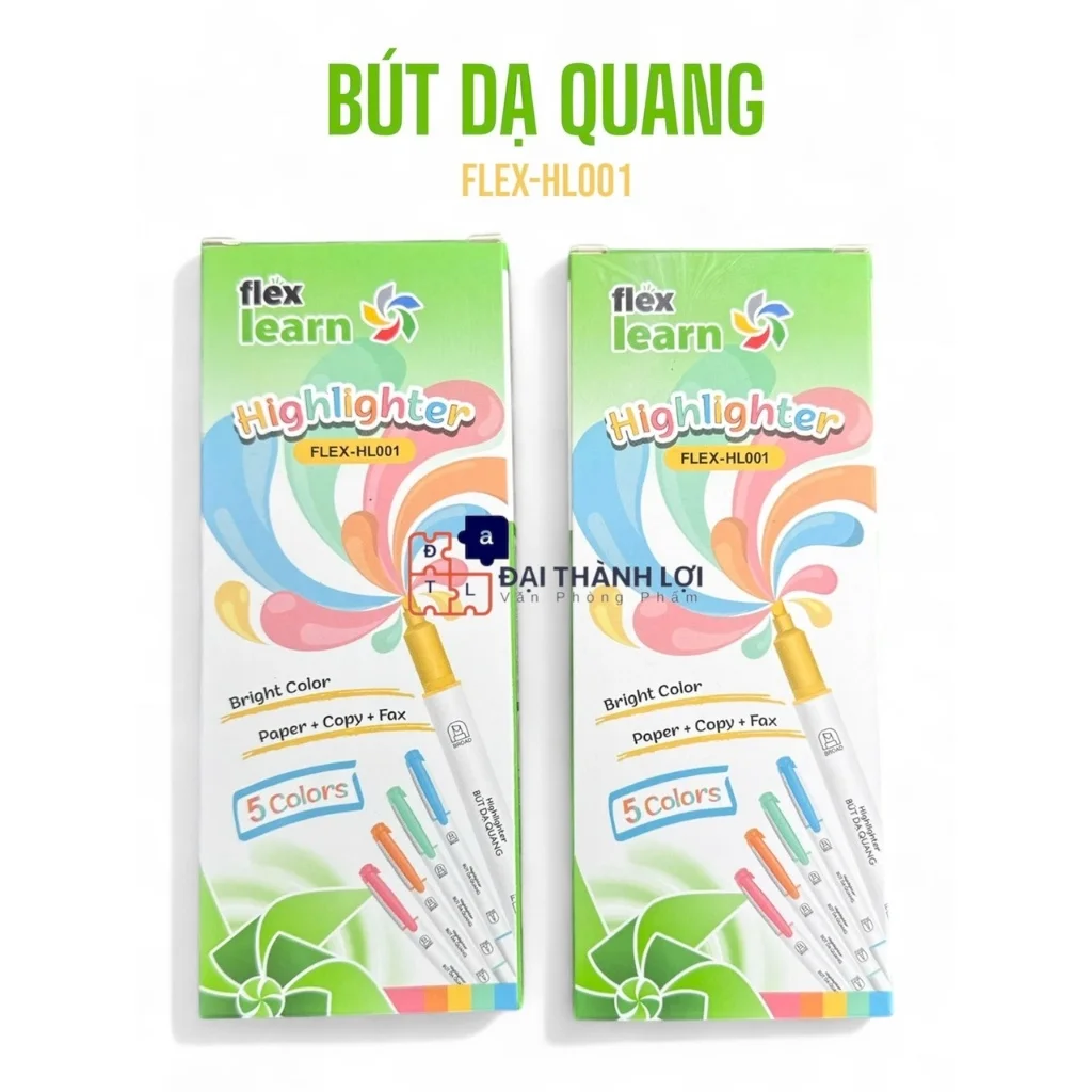 Bút dạ quang 2 đầu màu Pastel FLEX HL-001 - Bút màu highlight không lem chữ