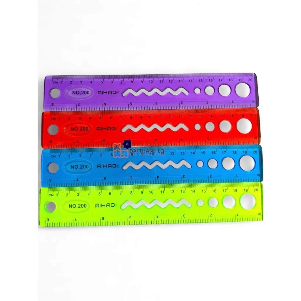 Thước Dẻo Màu 20CM Aihao chính hãng không bị phai số, xuống màu, chất lượng tốt (Giao mẫu ngẫu nhiên)