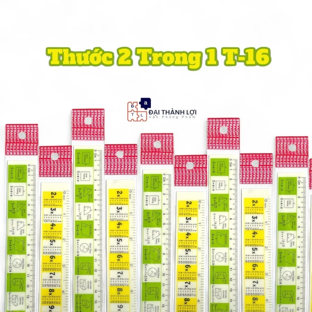 Thước Kẻ Nhựa cứng 15cm WinQ T-16, in bảng cửu chương và công thức toán