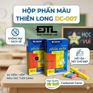 Phấn viết bảng không bụi Thiên Long - phấn màu DC-007