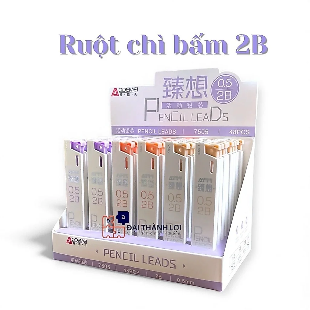 Tuýp Ruột Chì Kim Aodemei 7505,Ngòi 0.5mm/0.7mm 2B Thay Bút Chì Bấm/Nét Viết Trơn Mượt, Chất Lượng Tốt