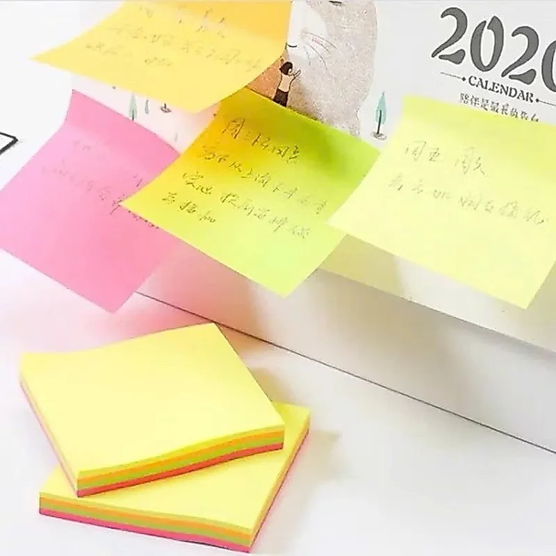 Giấy note, giấy ghi chú, giấy nhớ màu neon có keo dán size 3x2, 3x3, 3x4, 3x5
