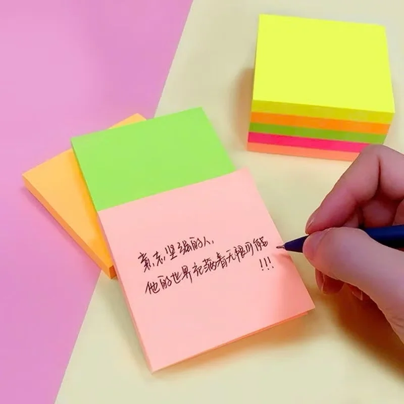 Giấy note, giấy ghi chú, giấy nhớ màu neon có keo dán size 3x2, 3x3, 3x4, 3x5