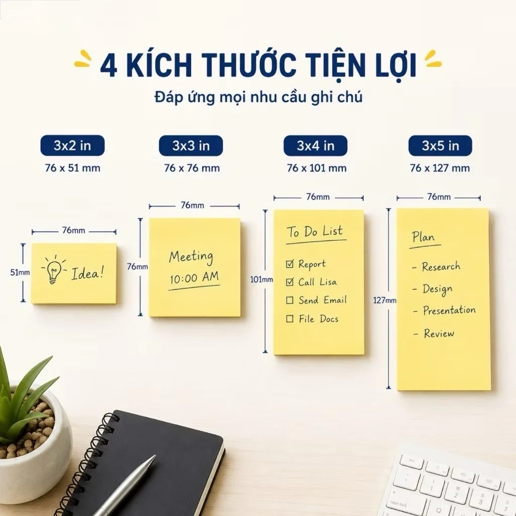 Giấy Note/Giấy Ghi Chú Màu Vàng 3x2/3x3 /3x4 /3x5 Xing Li/ King