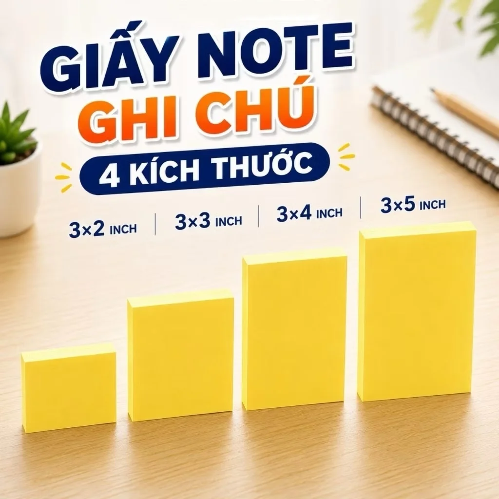 Giấy Note/Giấy Ghi Chú Màu Vàng 3x2/3x3 /3x4 /3x5 Xing Li/ King