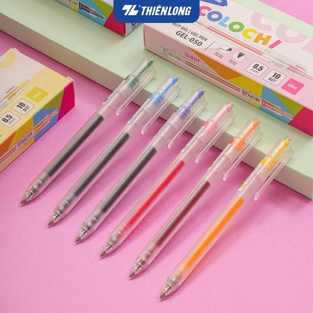 Bút gel nhiều màu Colochi Thiên Long Gel-050 ngòi cao cấp 0.5mm, viết êm trơn, mực nước nhanh khô