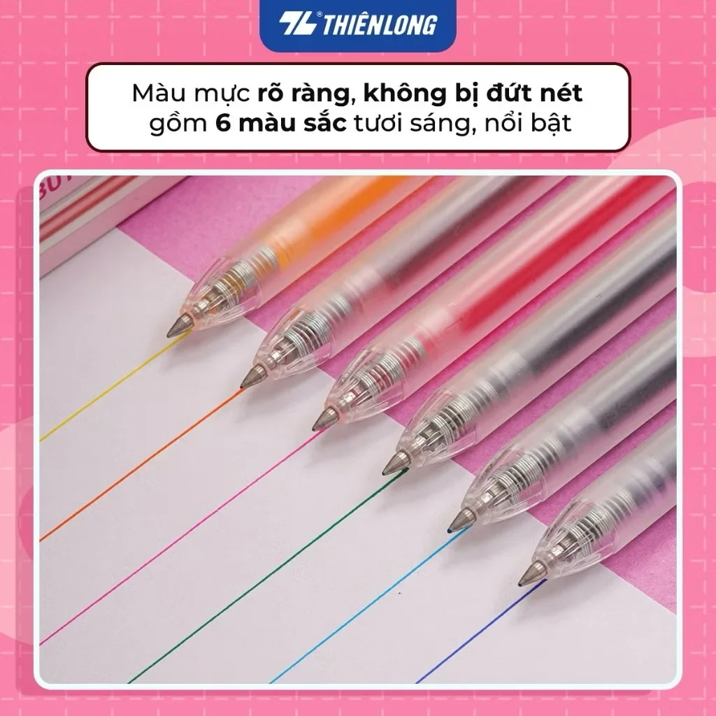 Bút gel nhiều màu Colochi Thiên Long Gel-050 ngòi cao cấp 0.5mm, viết êm trơn, mực nước nhanh khô