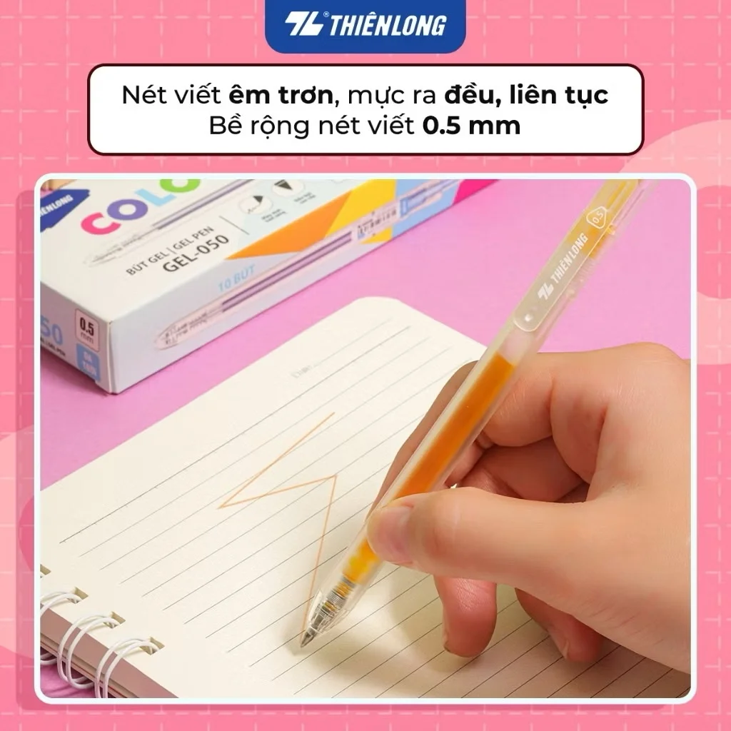 Bút gel nhiều màu Colochi Thiên Long Gel-050 ngòi cao cấp 0.5mm, viết êm trơn, mực nước nhanh khô