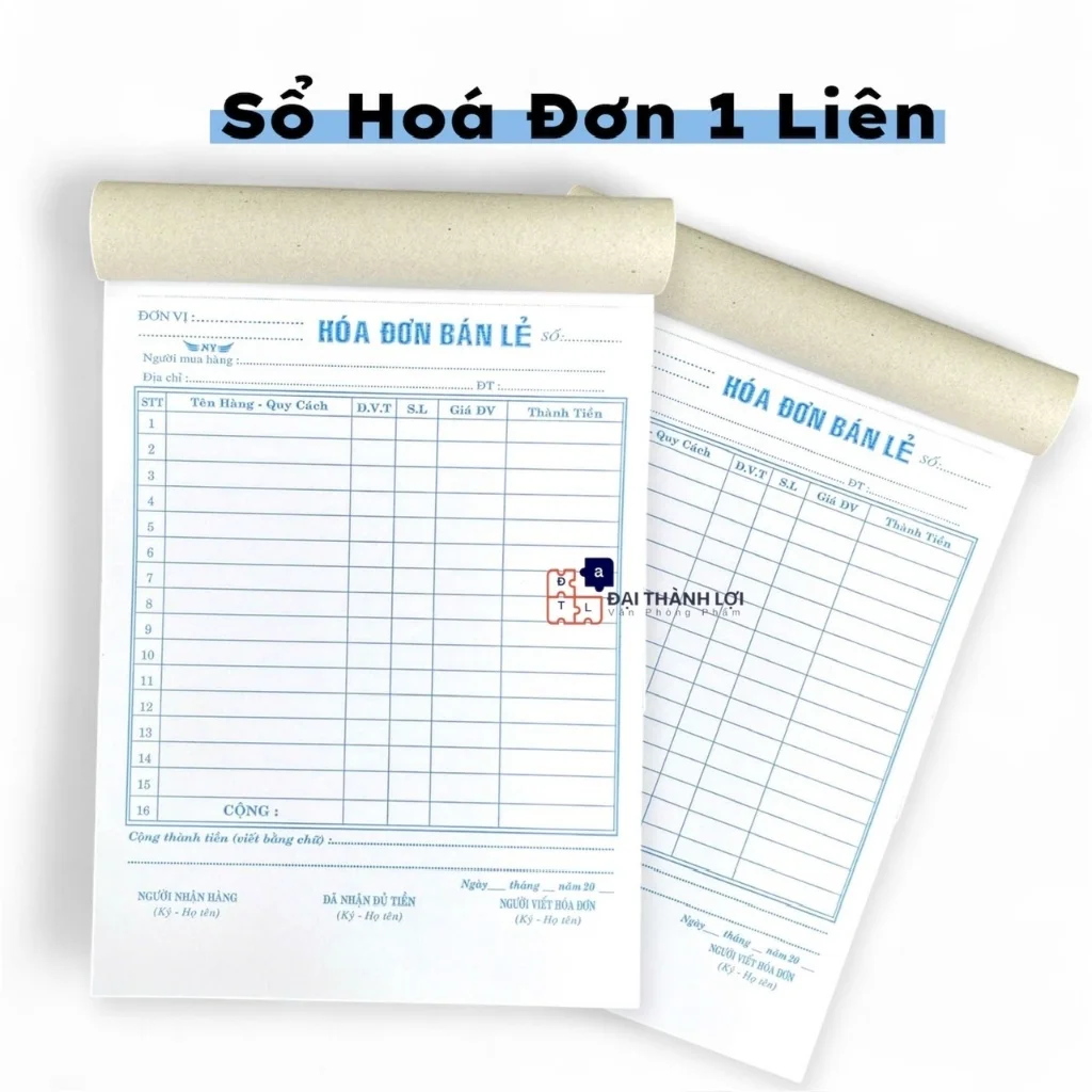 Cuốn Hóa đơn bán lẻ 1 liên khổ A5