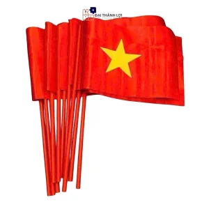 Lá Cờ Tổ Quốc Cầm Tay, Cờ Vẫy Cổ Vũ, Cờ Đỏ Sao Vàng,In Ngôi Sao vải phi bóng/vải lụa dày đẹp