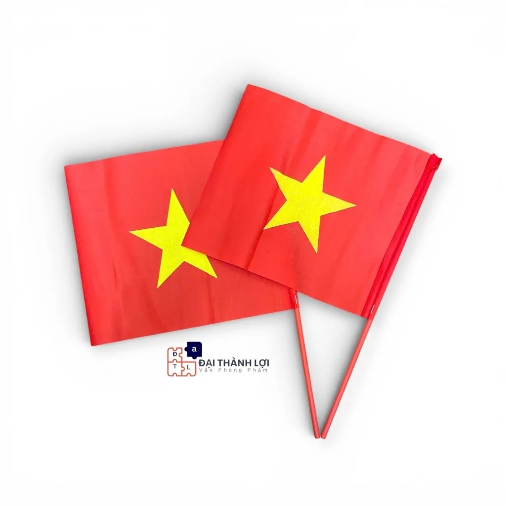 Lá Cờ Tổ Quốc Cầm Tay, Cờ Vẫy Cổ Vũ, Cờ Đỏ Sao Vàng,In Ngôi Sao vải phi bóng/vải lụa dày đẹp