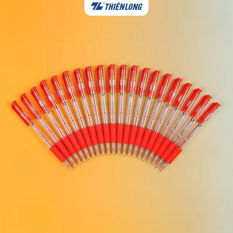 Bút bi Thiên Long TL-025 ngòi 0.8mm mực/xanh/đỏ đen có tấm đệm mềm giúp cầm êm tay và giảm trơn khi viết