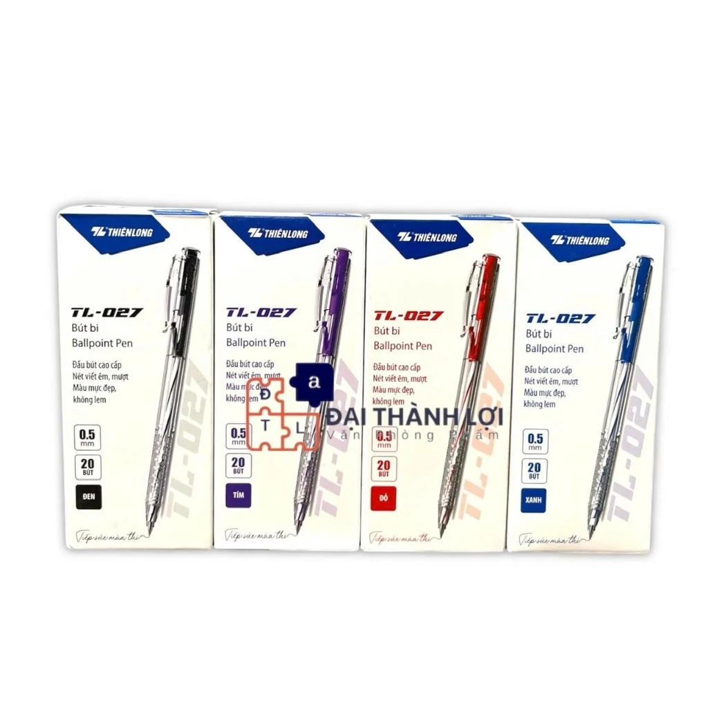 Bút bi Thiên Long TL-027 ngòi 0,5mm - Bút bi viết 4 màu mực xanh/đỏ/đen/tím