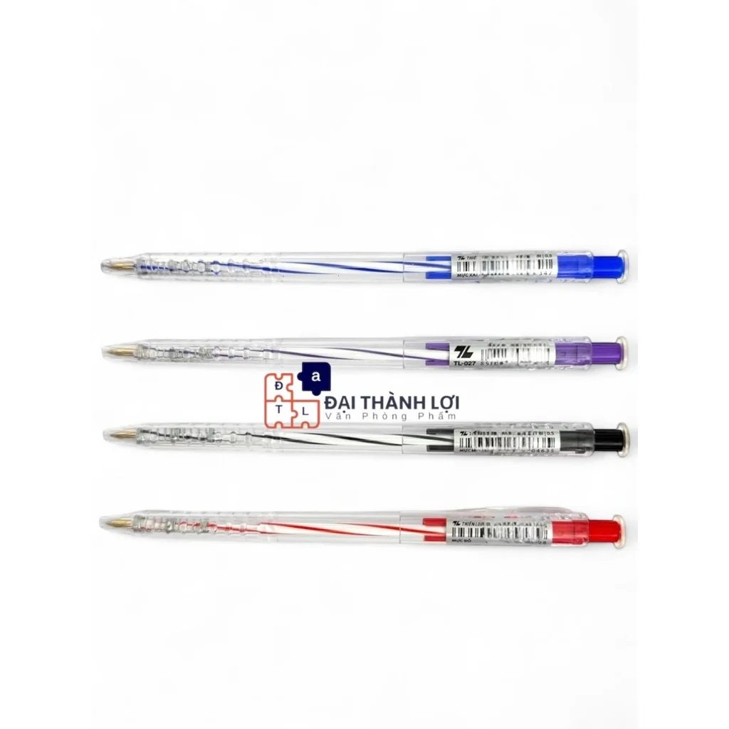 Bút bi Thiên Long TL-027 ngòi 0,5mm - Bút bi viết 4 màu mực xanh/đỏ/đen/tím