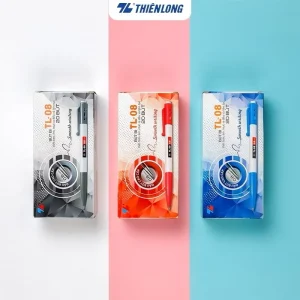 Bút bi Thiên Long TL-08 ngòi 0.8mm mực xanh/đỏ/đen thiết kế tối giản, dễ sử dụng, dạng bấm cò
