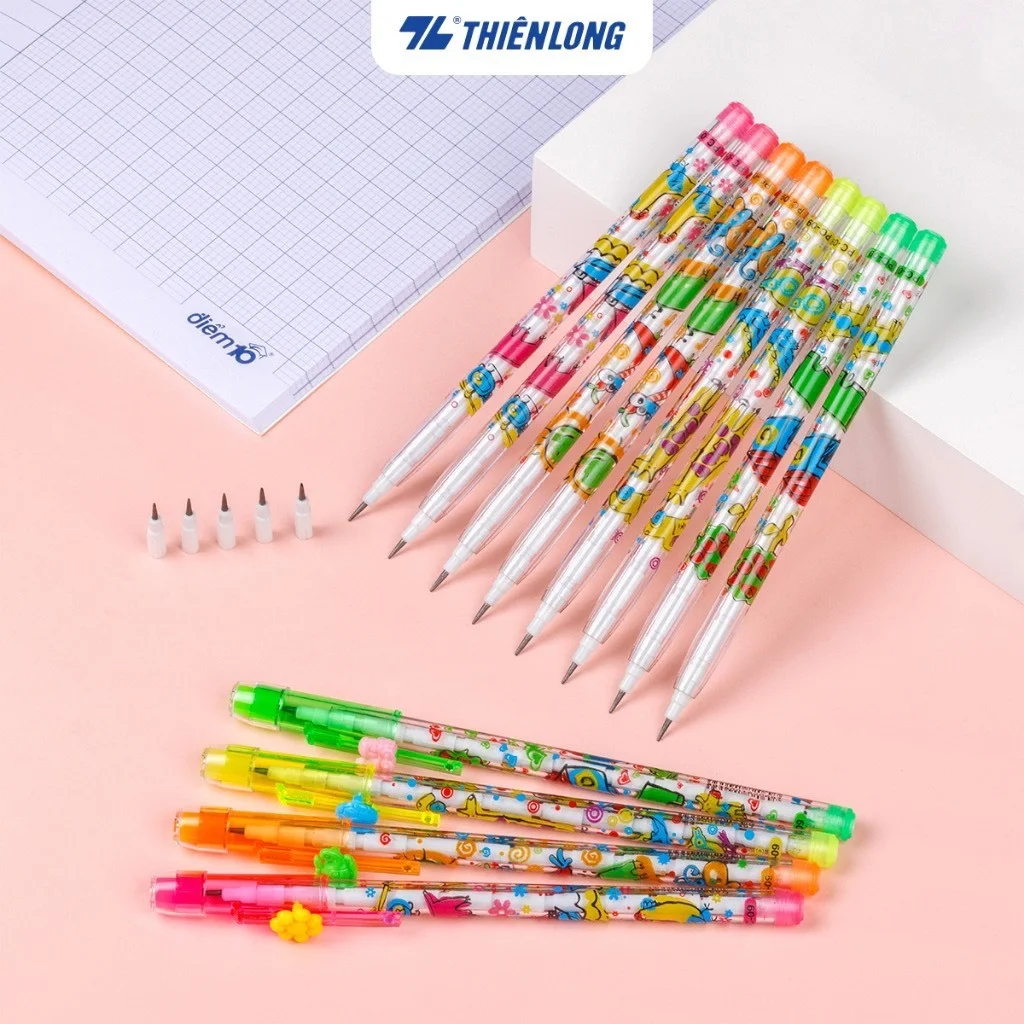 Bút chì khúc Thiên Long PC-09, độ cứng ruột chì HB - Bút chì kim thay ngòi, bút chì đốt( Chì khúc)