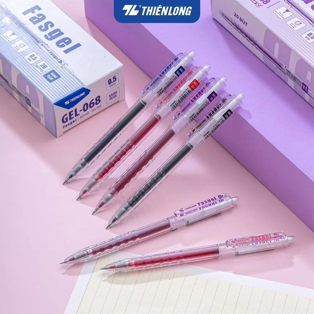 Bút gel Fasgel Thiên Long GEL-068 - viết mực nước êm trơn ngòi cao cấp 0.5mm gồm 4 màu mực, nét êm trơn