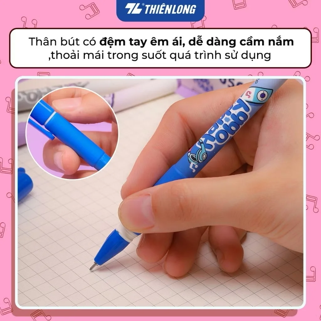 Bút gel Thiên Long Happy Obby GEL-056 - Bút gel 0.5mm, đệm tay êm ái, mực đều