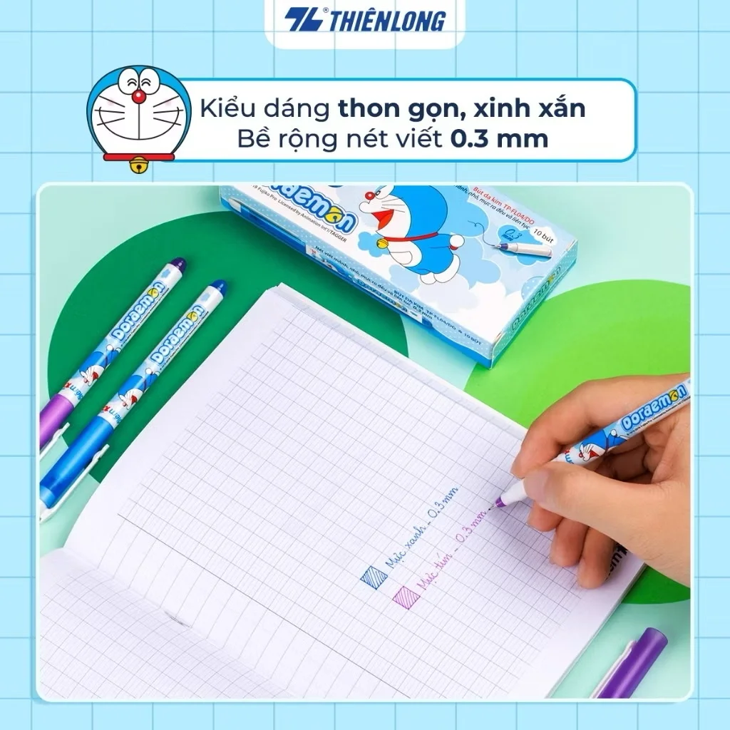 Bút lông kim Doremon Thiên Long FL-04/DO ngòi 0.3mm nét viết mảnh không lem