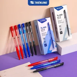 Bút bi Thiên Long TL-023 ngòi 0.8mm mực xanh thiết kế đơn giản, thân tròn dễ cầm nắm