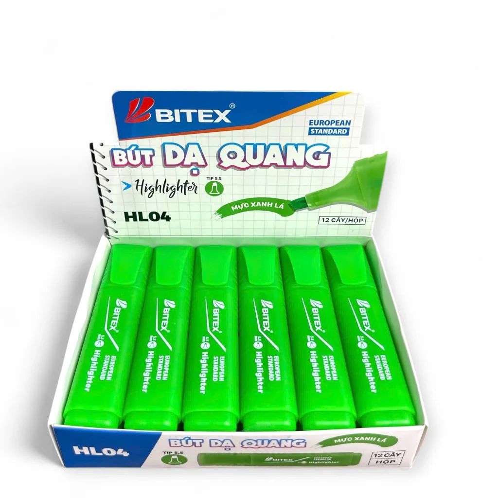 Bút Dạ Quang Hiệu Bitex HL04 Màu Mực Tươi Sáng Đều Màu, Dễ Nhìn, Mực Khô Nhanh, Nhiều Màu Lựa Chọn