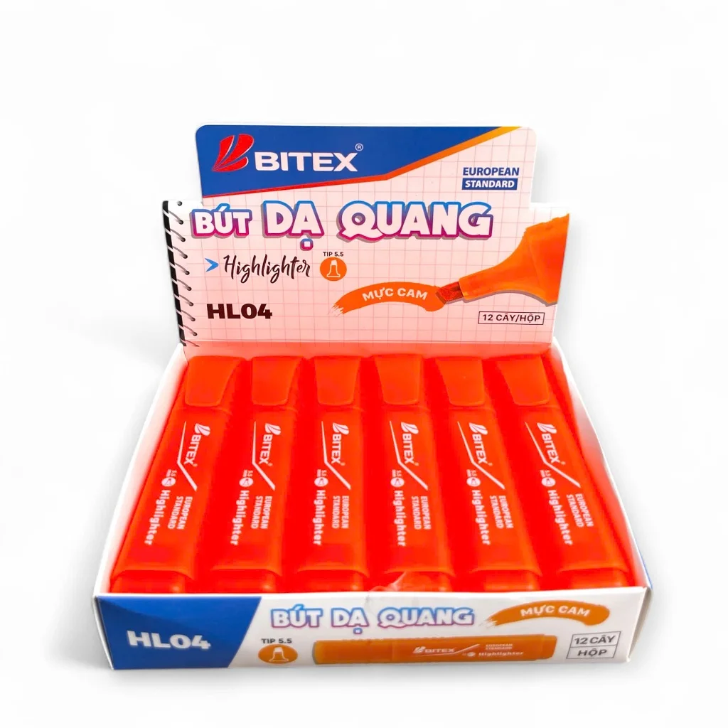 Bút Dạ Quang Hiệu Bitex HL04 Màu Mực Tươi Sáng Đều Màu, Dễ Nhìn, Mực Khô Nhanh, Nhiều Màu Lựa Chọn