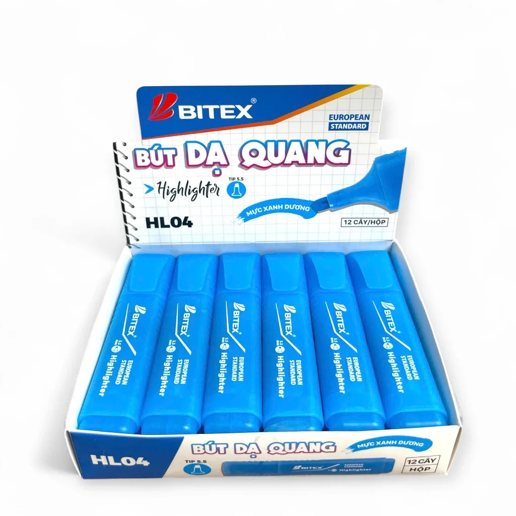 Bút Dạ Quang Hiệu Bitex HL04 Màu Mực Tươi Sáng Đều Màu, Dễ Nhìn, Mực Khô Nhanh, Nhiều Màu Lựa Chọn