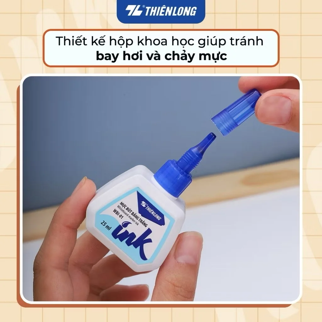 Mực bút lông bảng Thiên Long WBI-01 tiện lợi, mực tươi, khô nhanh, tiêu chuẩn quốc tế