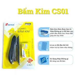 Bấm kim và kim bấm Bitex số 10 CS01 (1 bấm kim + 1 hộp kim bấm)
