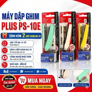 Dập Ghim Kèm 2 Hộp Kim Bấm Tập Plus ST-010E PS-10E Kháng Lực Bấm Nhẹ