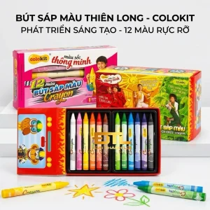 Bút sáp 12 màu Colokit CR-C022 màu tươi sáng, màu sáp mịn, an toàn cho bé tô màu, học tập mỹ thuật