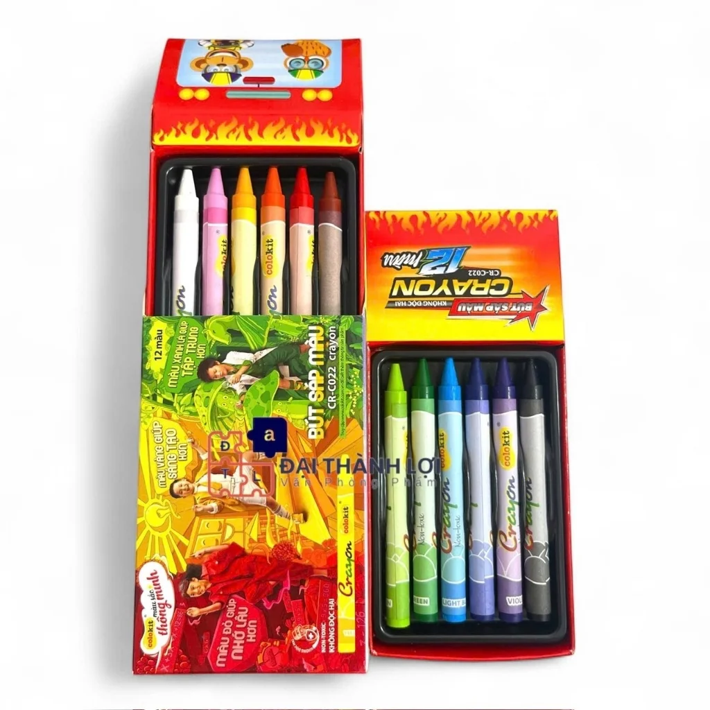Bút sáp 12 màu Colokit CR-C022 màu tươi sáng, màu sáp mịn, an toàn cho bé tô màu, học tập mỹ thuật