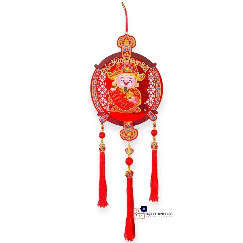 Dải treo tết 2026, Ông thần tài gật đầu chiêu hút tài lộc may mắn shop tặng kèm pin