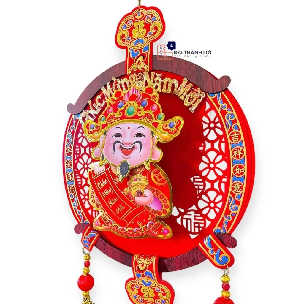 Dải treo tết 2026, Ông thần tài gật đầu chiêu hút tài lộc may mắn shop tặng kèm pin