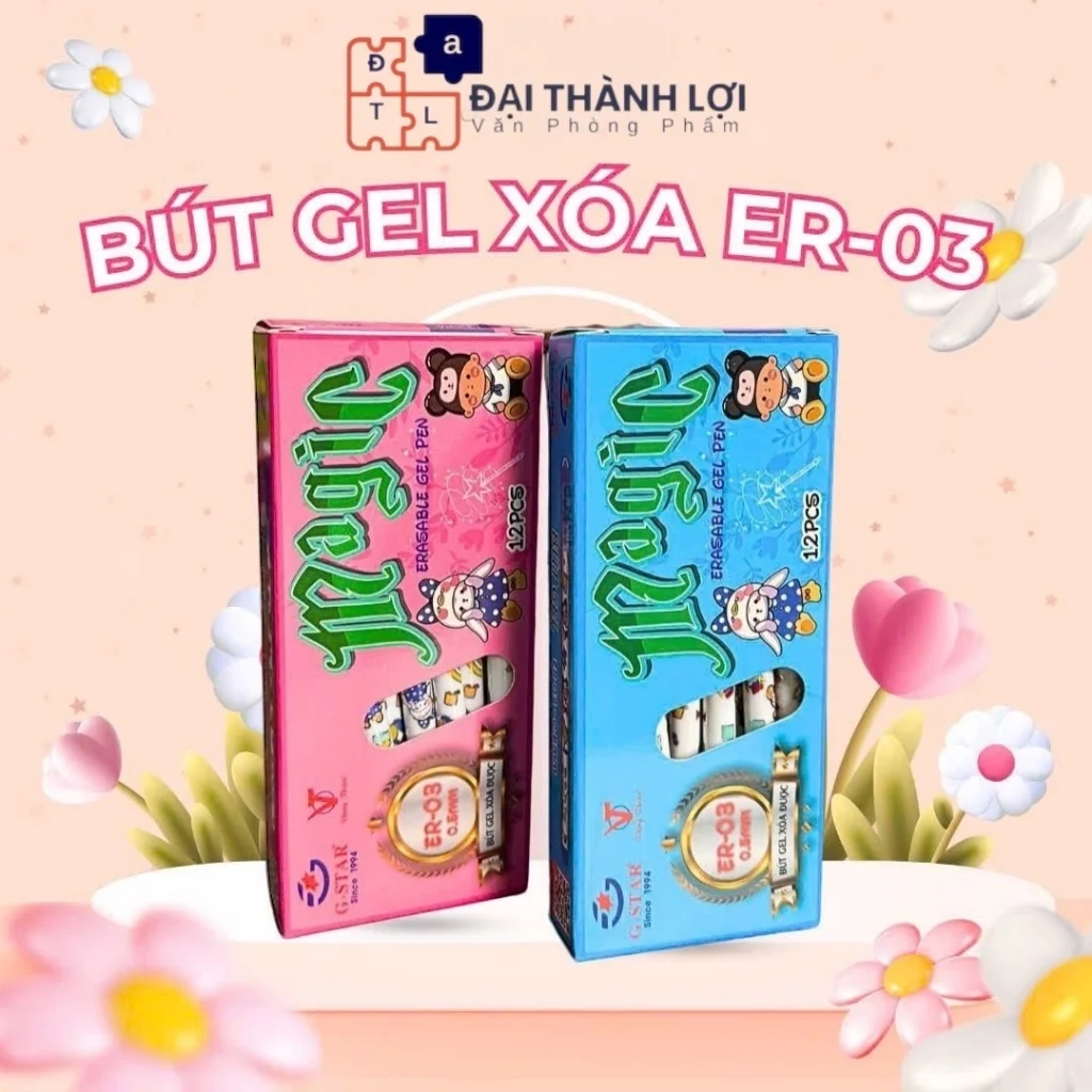 Bút Gel Xóa Được Ngòi 0.5mm G-Star ER03 (Mực Xanh/Tím) - Màu Mực Đậm, Nét Nhỏ Thanh Mảnh