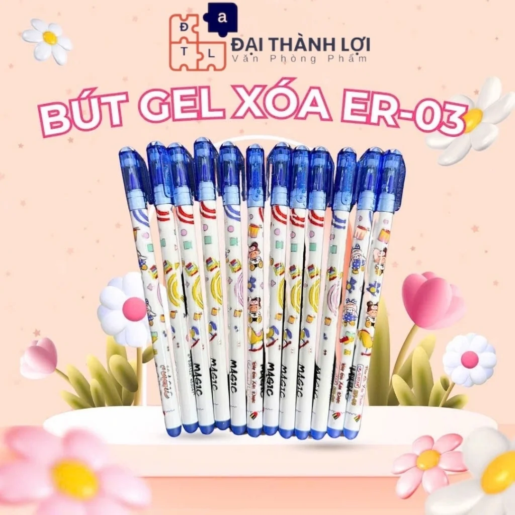 Bút Gel Xóa Được Ngòi 0.5mm G-Star ER03 (Mực Xanh/Tím) - Màu Mực Đậm, Nét Nhỏ Thanh Mảnh