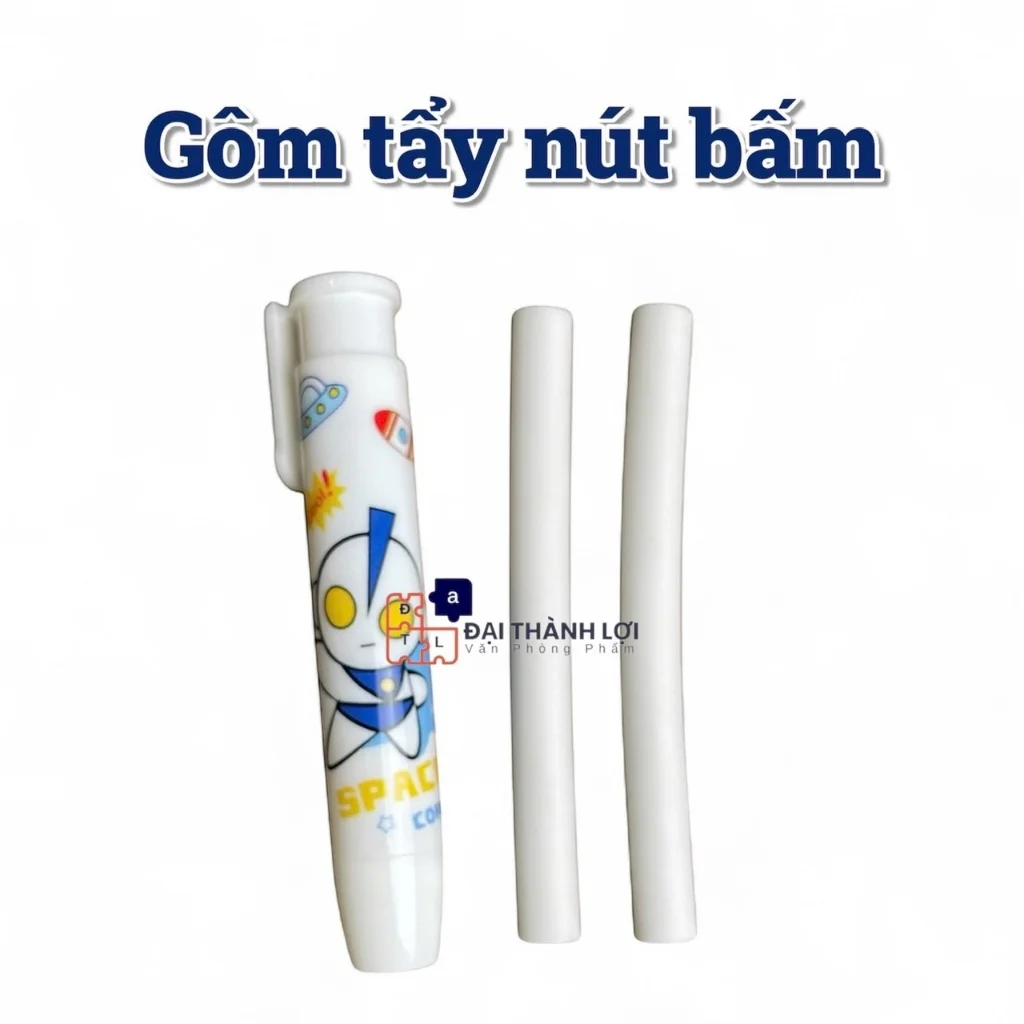 Gôm Bấm Tẩy Dạng Bấm Bút Chì Dạng Bấm Kèm 2 Lõi Thay Thế Nhiều Họa Tiết Dễ Thương, Cute Tẩy Sạch