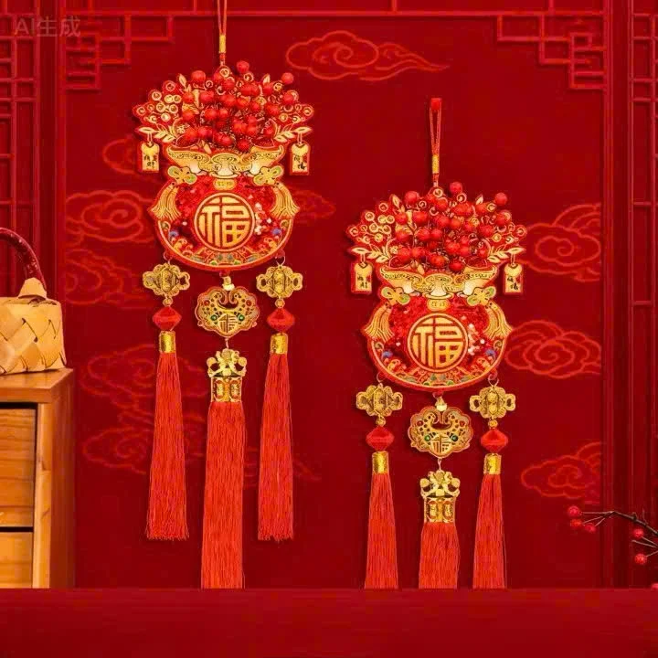 Túi Tiền Tài Lộc Đỏ May Mắn Treo Trang Trí Ngày tết, Túi tiền Đào đông trang trí Tết Nguyên Đán