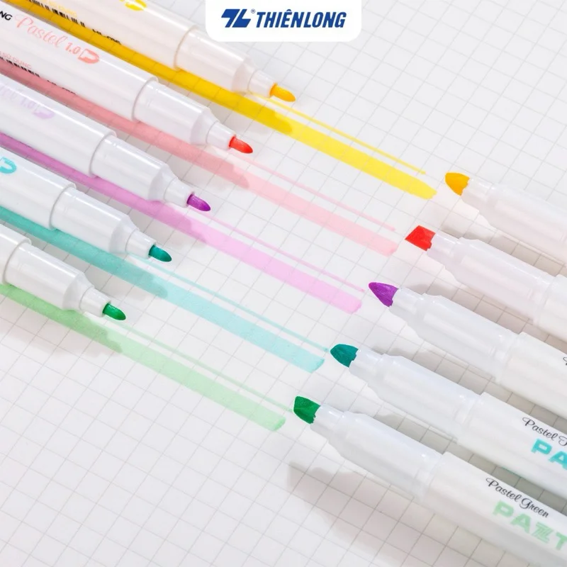 Bút dạ quang màu Pastel Thiên Long Pazto rửa được - Không để lại vết khi Photocopy - HL-016