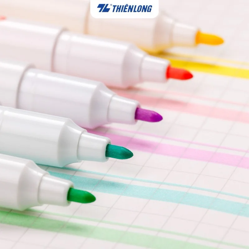 Bút dạ quang màu Pastel Thiên Long Pazto rửa được - Không để lại vết khi Photocopy - HL-016