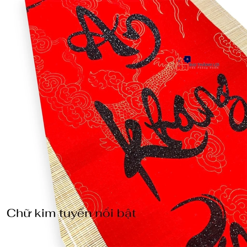 Cặp mành tre câu đối trang trí Tết chữ thư pháp 30x90cm,Mành tre trang trí Tết. Dải câu đối tre chúc mừng năm