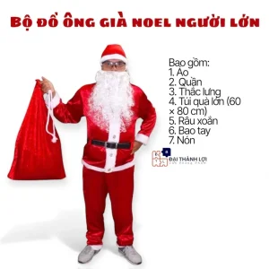 Bộ ông già noel vải nhung xịn ( gồm 7 món) dành cho người lớn 1m7-1m8