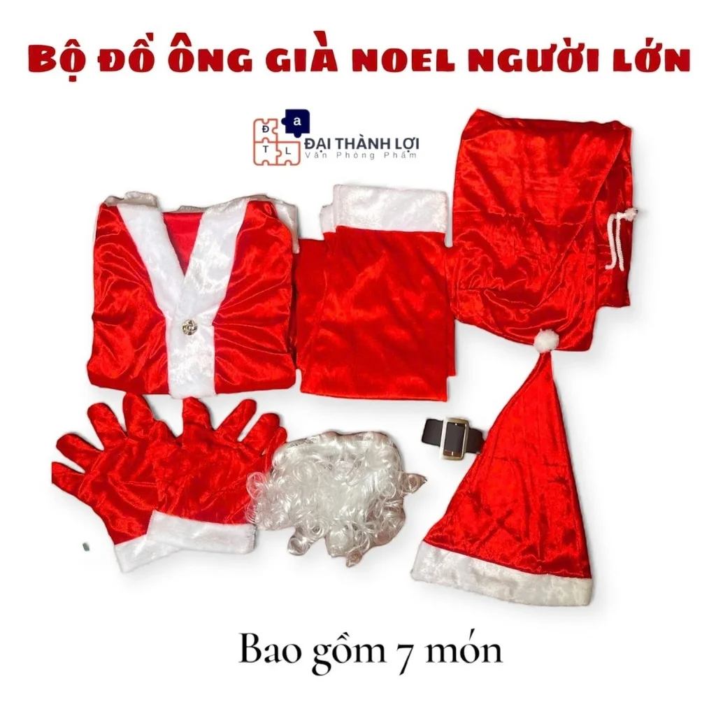 Bộ ông già noel vải nhung xịn ( gồm 7 món) dành cho người lớn 1m7-1m8