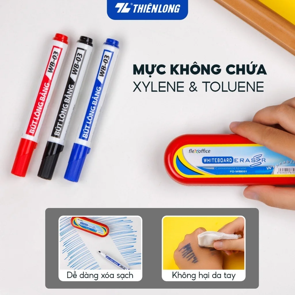 Bút lông viết bảng Thiên Long WB-03,bút dạ viết bảng xóa được ,đầu bút viết êm trơn