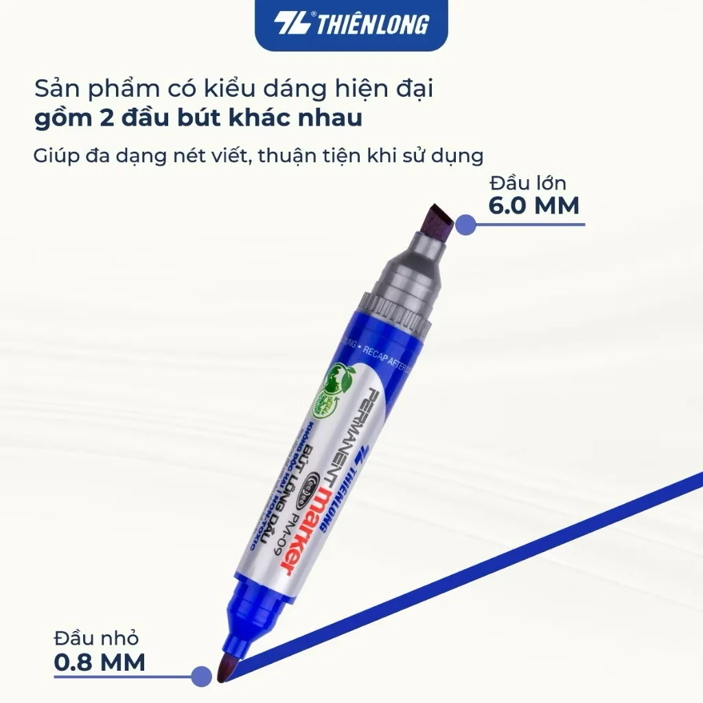 Bút lông dầu Thiên Long PM-09, mực đạt tiêu chuẩn Châu Âu, bám dính tốt trên nhiều vật liệu
