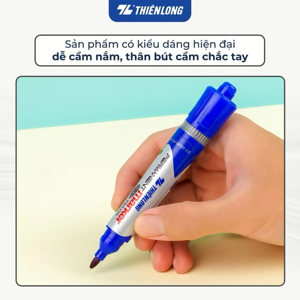 Bút lông dầu Thiên Long PM-09, mực đạt tiêu chuẩn Châu Âu, bám dính tốt trên nhiều vật liệu