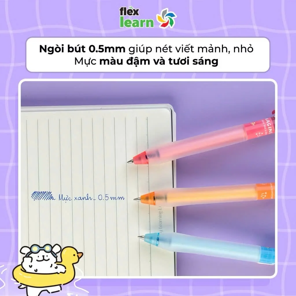Bút gel xóa được Flex School FLEX-GELE003 - Đầu bút 0.5mm , mực gel dễ dàng xóa sạch, không lem, viết êm tay