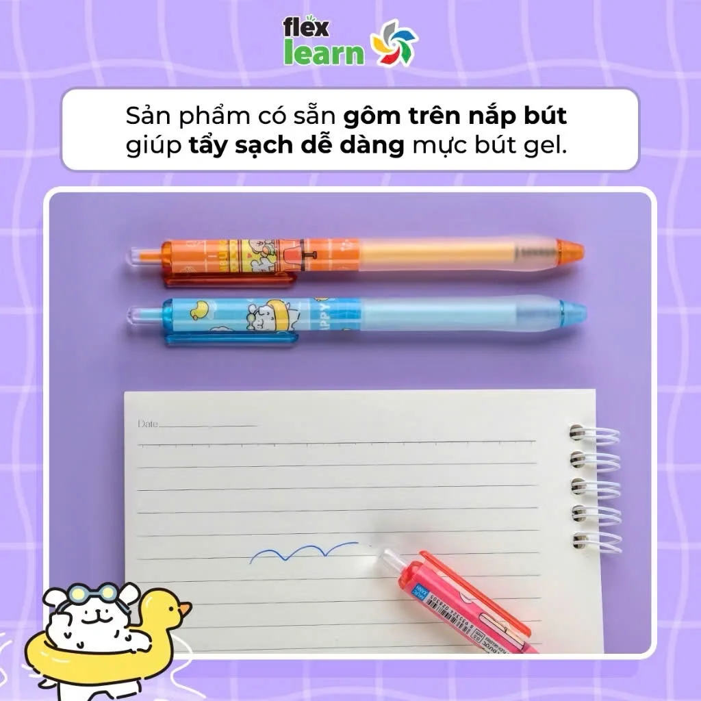 Bút gel xóa được Flex School FLEX-GELE003 - Đầu bút 0.5mm , mực gel dễ dàng xóa sạch, không lem, viết êm tay