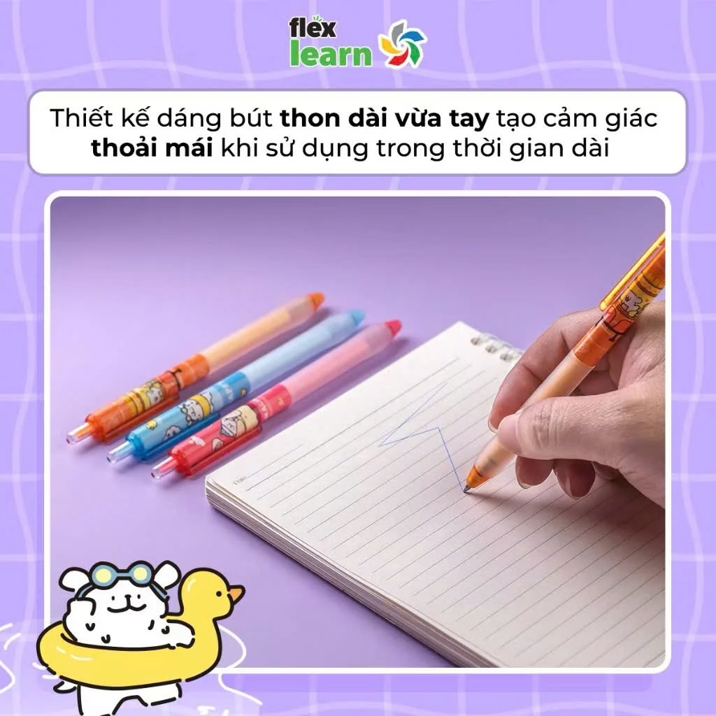 Bút gel xóa được Flex School FLEX-GELE003 - Đầu bút 0.5mm , mực gel dễ dàng xóa sạch, không lem, viết êm tay