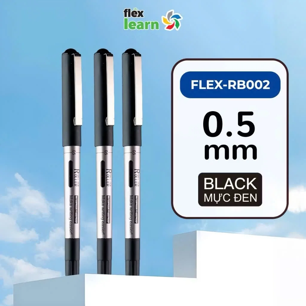 Bút lông bi Flex Learn FLEX-RB002 - Đầu bút 0.5mm, không thấm nước, không phai màu, nét viết sắc sảo, thanh m